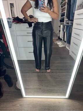 Abercrombie & Fitch Black Straight-Leg Faux Leather Jeans